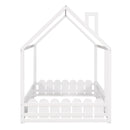 (Slats are not included) Full Size Wood Bed House Bed Frame with Fence,for Kids,Teens,Girls,Boys (White )(OLD SKU:WF281294AAK) - Supfirm