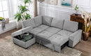 Sleeper Sectional Sofa, L-Shape Corner Couch Sofa-Bed with Storage Ottoman & Hidden Arm Storage & USB Charge for Living Room Apartment, Gray - Supfirm