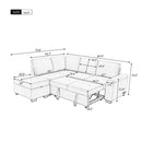 Sleeper Sectional Sofa, L-Shape Corner Couch Sofa-Bed with Storage Ottoman & Hidden Arm Storage & USB Charge for Living Room Apartment, Gray - Supfirm