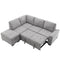 Sleeper Sectional Sofa, L-Shape Corner Couch Sofa-Bed with Storage Ottoman & Hidden Arm Storage & USB Charge for Living Room Apartment, Gray - Supfirm