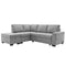 Sleeper Sectional Sofa, L-Shape Corner Couch Sofa-Bed with Storage Ottoman & Hidden Arm Storage & USB Charge for Living Room Apartment, Gray - Supfirm