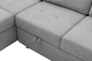 Sleeper Sectional Sofa, L-Shape Corner Couch Sofa-Bed with Storage Ottoman & Hidden Arm Storage & USB Charge for Living Room Apartment, Gray - Supfirm