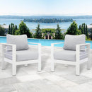 Small Comfy Couch White Aluminum Single Sofa Outdoor Couch Patio Furniture Set Of 2 Pieces - Supfirm