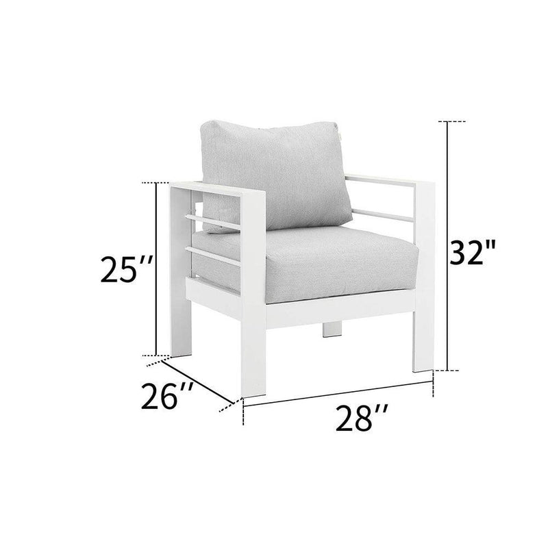 Small Comfy Couch White Aluminum Single Sofa Outdoor Couch Patio Furniture Set Of 2 Pieces - Supfirm