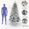Snow Flocked Christmas Tree 7ft Artificial Hinged Pine Tree with White Realistic Tips Unlit - Supfirm