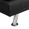 Sofa Bed with Armrest two holders WOOD FRAME, STAINLESS LEG, FUTON BLACK PVC - Supfirm