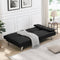 Sofa Bed with Armrest two holders WOOD FRAME, STAINLESS LEG, FUTON BLACK PVC - Supfirm