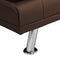 Sofa Bed with Armrest two holders WOOD FRAME, STAINLESS LEG, FUTON BROWN PVC - Supfirm