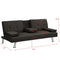 Sofa Bed with Armrest two holders WOOD FRAME, STAINLESS LEG, FUTON BROWN PVC,DARK BROWN - Supfirm