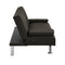 Sofa Bed with Armrest two holders WOOD FRAME, STAINLESS LEG, FUTON BROWN PVC,DARK BROWN - Supfirm