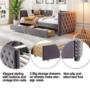 Sofa bed with drawers, modern velvet upholstered sofa bed with button tufted sofa bed frame with double drawers, bedroom living room furniture, Grey(83.47''x42.91''x30.71''') - Supfirm