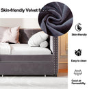 Sofa bed with drawers, modern velvet upholstered sofa bed with button tufted sofa bed frame with double drawers, bedroom living room furniture, Grey(83.47''x42.91''x30.71''') - Supfirm