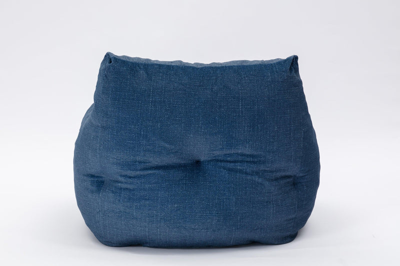 Soft Cotton Linen Fabric Bean Bag Chair Filled With Memory Sponge,Blue - Supfirm