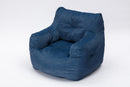 Soft Cotton Linen Fabric Bean Bag Chair Filled With Memory Sponge,Blue - Supfirm