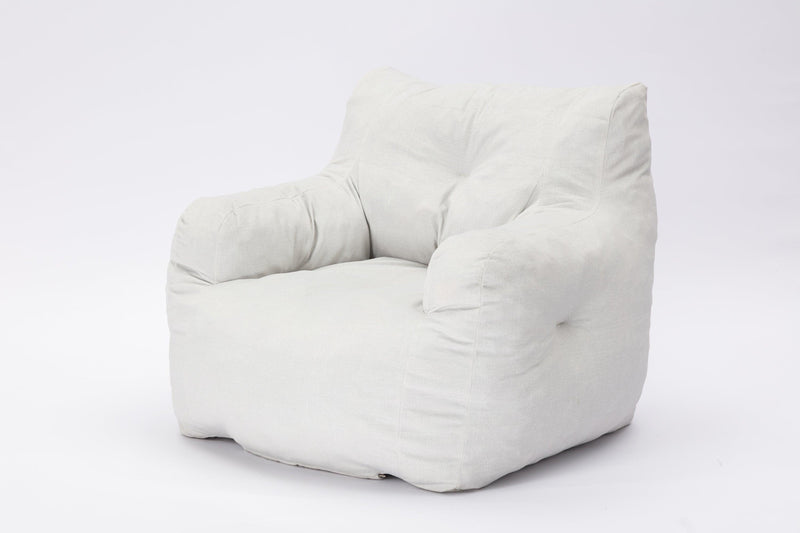 Soft Cotton Linen Fabric Bean Bag Chair Filled With Memory Sponge,Ivory - Supfirm