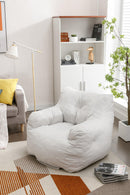 Soft Cotton Linen Fabric Bean Bag Chair Filled With Memory Sponge,Ivory - Supfirm