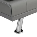 sofa bed with Armrest two holders WOOD FRAME, STAINLESS LEG, FUTON GREY PVC - Supfirm