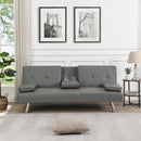 sofa bed with Armrest two holders WOOD FRAME, STAINLESS LEG, FUTON GREY PVC - Supfirm