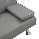 sofa bed with Armrest two holders WOOD FRAME, STAINLESS LEG, FUTON GREY PVC - Supfirm