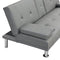 sofa bed with Armrest two holders WOOD FRAME, STAINLESS LEG, FUTON GREY PVC - Supfirm