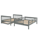 Stairway Full-Over-Full Bunk Bed with Twin size Trundle, Storage and Guard Rail for Bedroom, Dorm - Gray(OLD SKU :LP001210AAE) - Supfirm