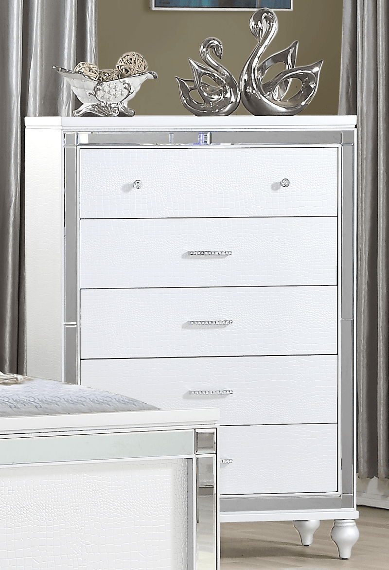 Sterling King 5 PC LED Bedroom set made with wood in White Color - Supfirm