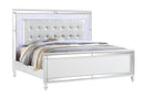 Sterling King Size Upholstered LED Bed made with wood in White Color - Supfirm