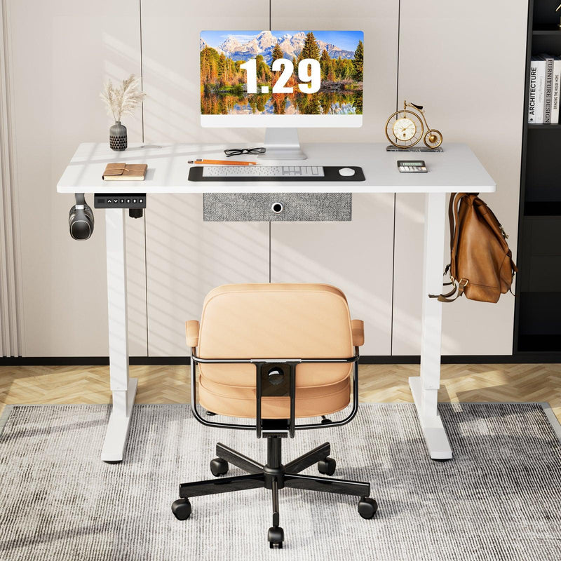 Sweetcrispy Electric Standing Desk with Drawer Adjustable Desk Ergonomic Rising Desk Computer Workstation,55 x 24 Inches White - Supfirm