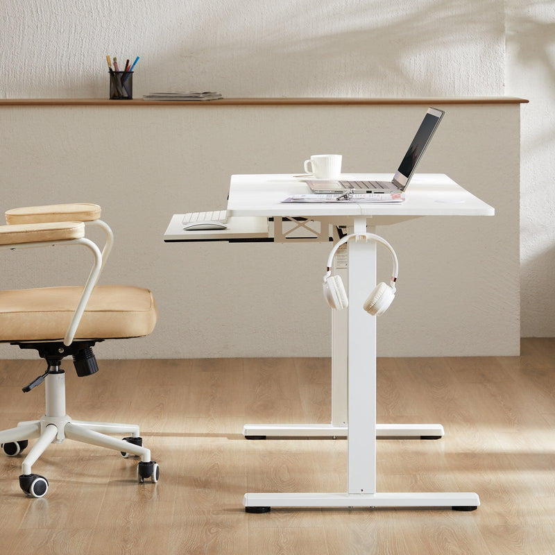 Sweetcrispy Electric Standing Desk with Keyboard Tray Large Ergonomic Computer Desk Home Office Desk,48 x 24 Inches White - Supfirm