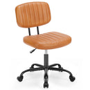 SWEETCRISPY PU Leather Low Back Task Chair Small Home Office Chair with Wheels - Supfirm