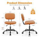 SWEETCRISPY PU Leather Low Back Task Chair Small Home Office Chair with Wheels - Supfirm