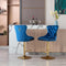 Swivel Bar Stools Seat Chair Set of 2 Modern Adjustable Counter Height Bar Stools, Velvet Upholstered Stool with Tufted High Back & Ring Pull for Kitchen , Chrome Golden Base, Blue - Supfirm