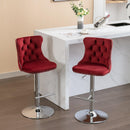 Swivel Velvet Barstools Adjusatble Seat Height from 25-33 Inch, Chrome base Bar Stools with Backs Comfortable Tufted for Home Pub and Kitchen Island, Wine Red,Burgundy,Set of 2,1712WR - Supfirm