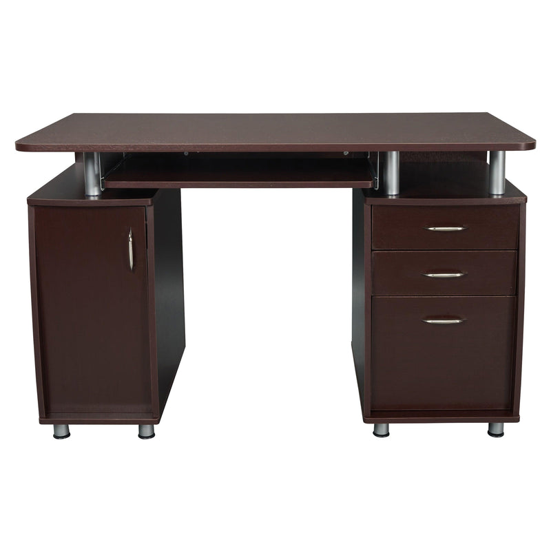 Techni Mobili Complete Workstation Computer Desk with Storage, Chocolate - Supfirm