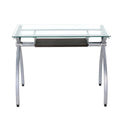 Techni Mobili Contempo Clear Glass Top Computer Desk with Pull Out Keyboard Panel, Clear - Supfirm