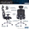 Techni Mobili High Back Executive Mesh Office Chair with Arms, Lumbar Support and Chrome Base, Black - Supfirm