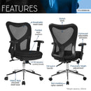 Techni Mobili High Back Mesh Office Chair With Chrome Base, Black - Supfirm