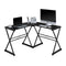 Techni Mobili L-Shaped Glass Computer Desk, Black - Supfirm