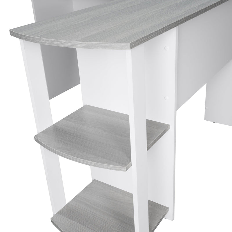 Techni Mobili Modern L-Shaped Desk with Side Shelves, Grey - Supfirm