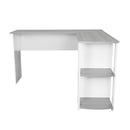 Techni Mobili Modern L-Shaped Desk with Side Shelves, Grey - Supfirm