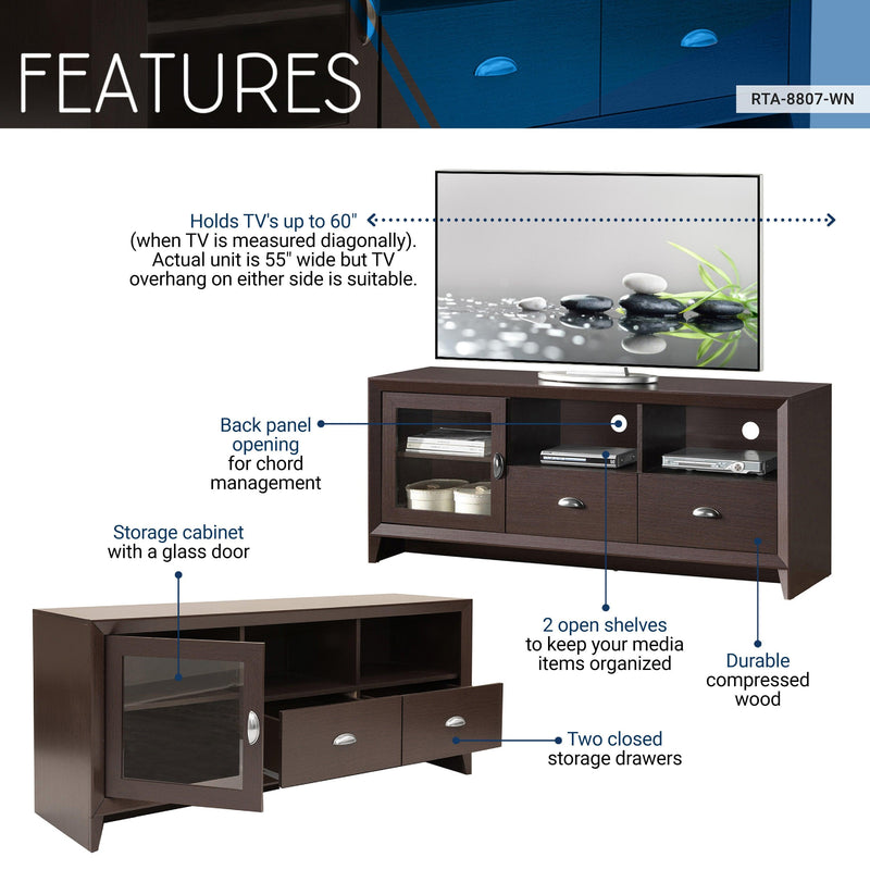 Techni Mobili Modern TV Stand with Storage for TVs Up To 60", Wenge - Supfirm