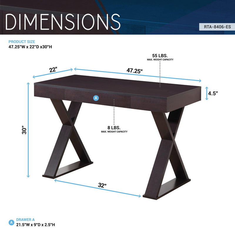 Techni Mobili Trendy Writing Desk with Drawer, Espresso - Supfirm