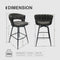 Technical Leather Woven Bar Stool Set of 2,Black legs Barstools No Adjustable Kitchen Island Chairs,360 Swivel Bar Stools Upholstered Counter Stool Arm Chairs with Back Footrest, (Tan) - Supfirm