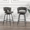 Technical Leather Woven Bar Stool Set of 2,Black legs Barstools No Adjustable Kitchen Island Chairs,360 Swivel Bar Stools Upholstered Counter Stool Arm Chairs with Back Footrest, (Tan) - Supfirm