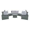 TOPMAX 10-Piece Outdoor Sectional Half Round Patio Rattan Sofa Set, PE Wicker Conversation Furniture Set for Free Combination, Light Gray - Supfirm