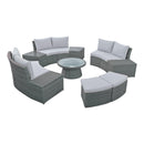 TOPMAX 10-Piece Outdoor Sectional Half Round Patio Rattan Sofa Set, PE Wicker Conversation Furniture Set for Free Combination, Light Gray - Supfirm