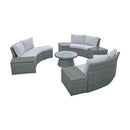 TOPMAX 10-Piece Outdoor Sectional Half Round Patio Rattan Sofa Set, PE Wicker Conversation Furniture Set for Free Combination, Light Gray - Supfirm