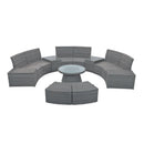 TOPMAX 10-Piece Outdoor Sectional Half Round Patio Rattan Sofa Set, PE Wicker Conversation Furniture Set for Free Combination, Light Gray - Supfirm