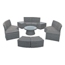 TOPMAX 10-Piece Outdoor Sectional Half Round Patio Rattan Sofa Set, PE Wicker Conversation Furniture Set for Free Combination, Light Gray - Supfirm