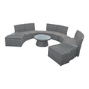 TOPMAX 10-Piece Outdoor Sectional Half Round Patio Rattan Sofa Set, PE Wicker Conversation Furniture Set for Free Combination, Light Gray - Supfirm